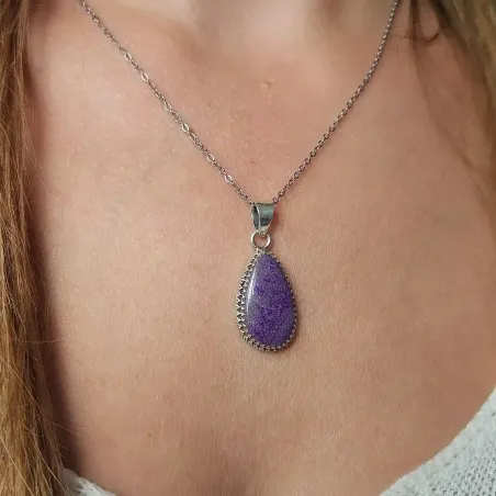 Pendentif Sugilite Ovale Argent – Guérison et Protection