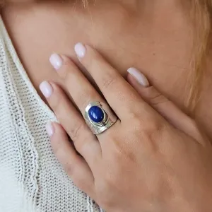 Bague Lapis Lazuli et Argent Martelée – Sagesse & Clarté