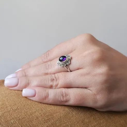 Bague Améthyste Juliette – Argent fleuri et paix intérieure