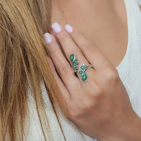 Bague Aventurine Verte réglable – Chance et douceur du cœur