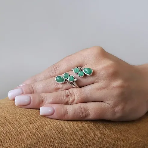 Bague Aventurine Verte réglable – Chance et douceur du cœur