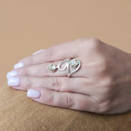 Bague Citrine – Argent Réglable, Vitalité & Abondance
