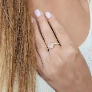 Bague Quartz Rose Strass – Amour et douceur argent plaqué or