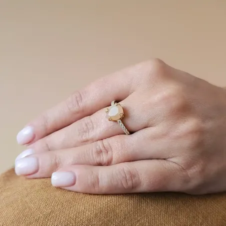 Bague Pierre de Soleil Goutte – Argent 925, éclat et énergie