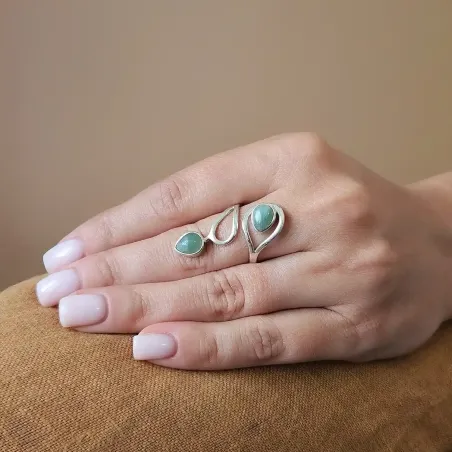 Bague Aventurine 2 Gouttes – Harmonie du cœur & ajustement