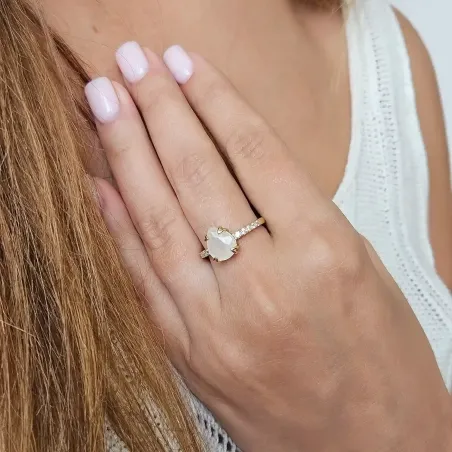 Bague Argent & Pierre de Lune - intuition et sérénité