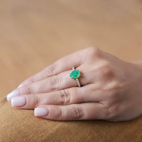 Bague Jade Goutte en Argent 925 – Énergie douce et équilibre