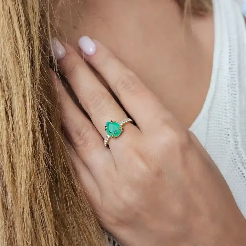 Bague Jade Goutte en Argent 925 – Énergie douce et équilibre