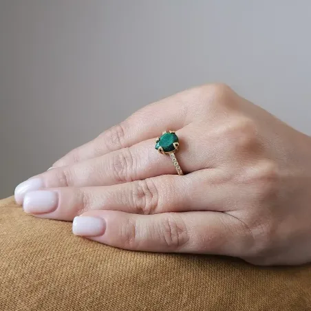 Bague Argent 925 & Malachite goutte plaqué or magnifique
