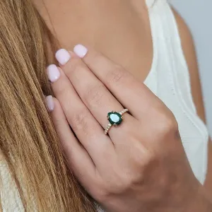 Bague Argent 925 & Malachite goutte plaqué or magnifique