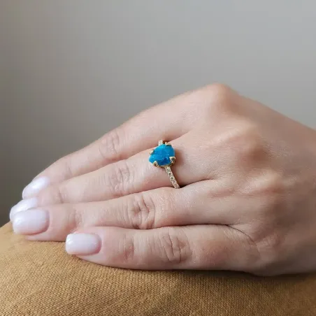 Bague Argent 925 & Apatite - clarté mentale & expression