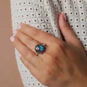 Bague Labradorite Ronde - Protection et intuition centrée