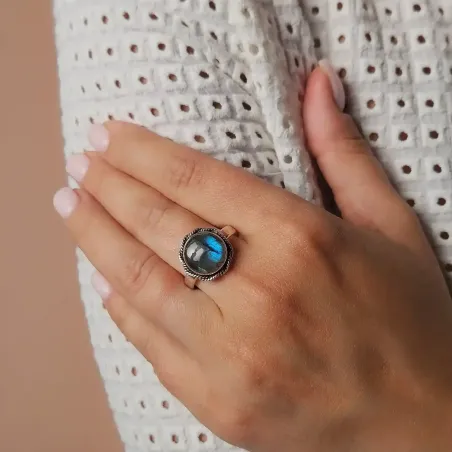 Bague Labradorite Ronde - Protection et intuition centrée