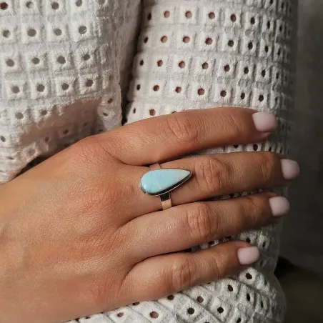 Bague larimar goutte fine argent – Douceur & paix intérieure