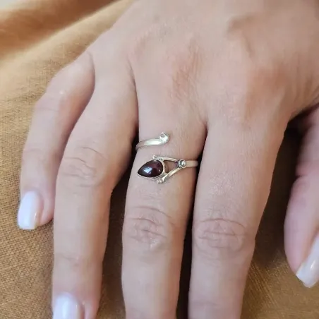 Bague grenat Mirel – Argent réglable - Ancrage & force douce