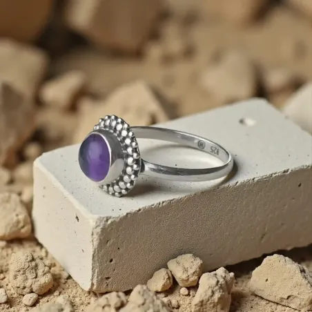 Bague Elariel Améthyste – Fleur d’Intuition & Harmonie Spirituelle