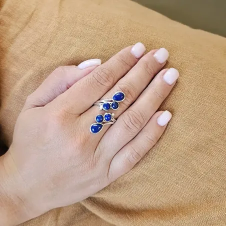 Bague Lapis Lazuli Gouttes – Intuition et expression de soi