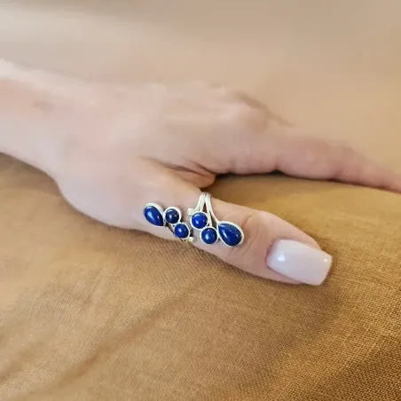 Bague Lapis Lazuli Gouttes – Intuition et expression de soi