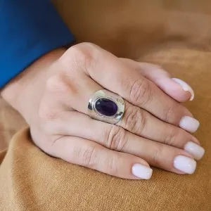 Bague Améthyste et Argent Martelée – Sagesse & Sérénité