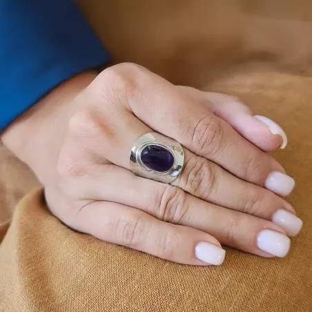 Bague Améthyste et Argent Martelée – Sagesse & Sérénité