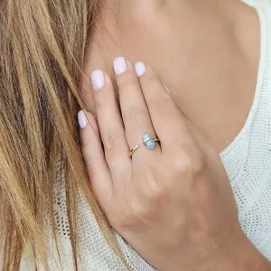 Bague Argent Aigue-Marine Double Pointe – Paix et Expression