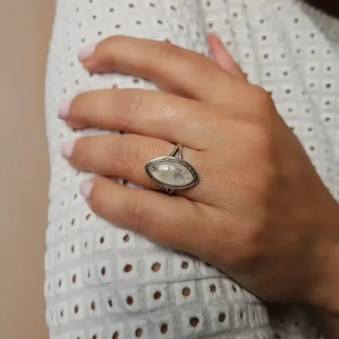 Bague Pierre de Lune Marquise – Intuition & Émotions Douces