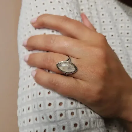 Bague Pierre de Lune Marquise – Intuition & Émotions Douces