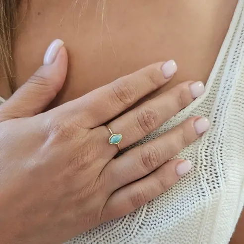 Bague Amazonite Argent Marquise – Expession émotionnelle