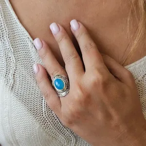 Bague onyx bleu argent – Stabilité et maîtrise intérieure