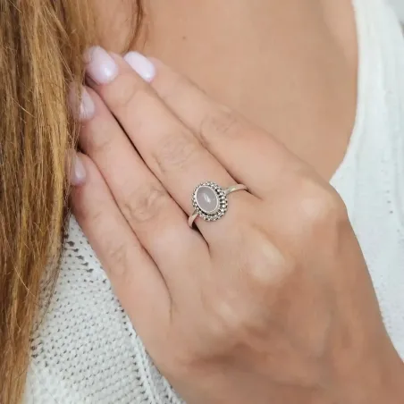 Bague Amandine Quartz Rose – Argent - Amour et douceur sacrée