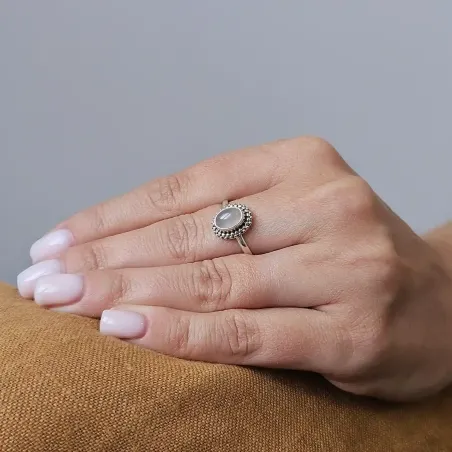 Bague Amandine Quartz Rose – Argent - Amour et douceur sacrée