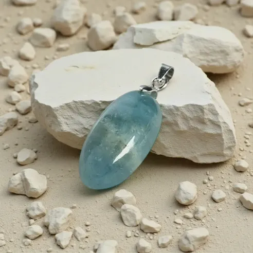 Pendentif Aigue-Marine Ovale – Expression Douce & Sérénité
