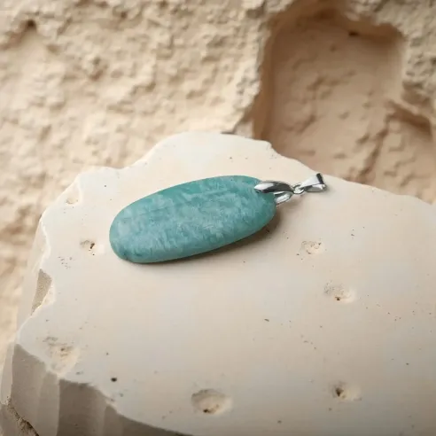 Pendentif Amazonite Grand Ovale – Sérénité & Expression