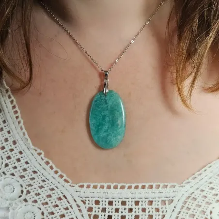 Pendentif Amazonite Grand Ovale – Sérénité & Expression