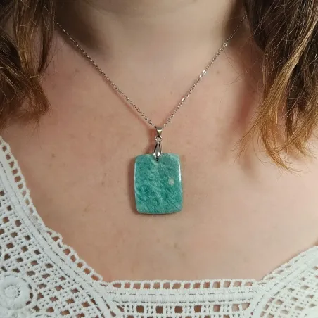 Pendentif Amazonite rectangle – Sérénité & Expression