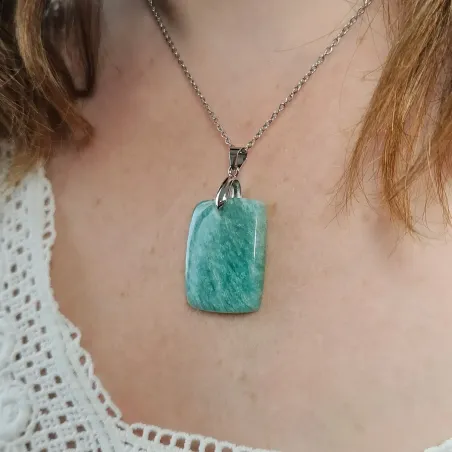 Pendentif Amazonite rectangle – Sérénité & Expression