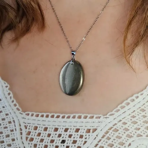Pendentif Pyrite Ovale – Protection & Confiance Intérieure