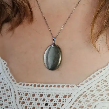 Pendentif Pyrite Ovale – Protection & Confiance Intérieure