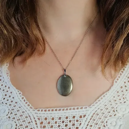 Pendentif Pyrite Ovale – Protection & Confiance Intérieure