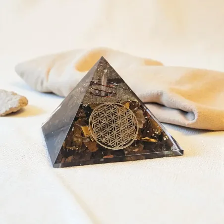 Pyramide Orgonite Œil du Tigre – Protection Énergétique et Ancrage