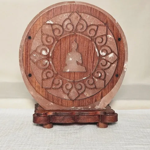Lampe de sel Buddha Mandala – lumière zen sacrée