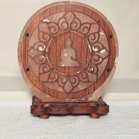 Lampe de sel Buddha Mandala – lumière zen sacrée