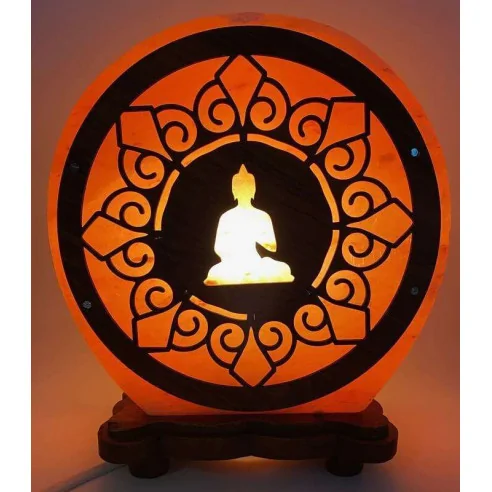 Lampe de sel Buddha Mandala – lumière zen sacrée
