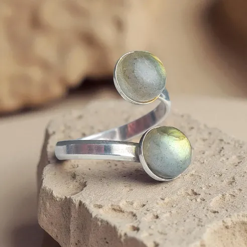 Bague Labradorite Deux Gouttes – Intuition & Protection