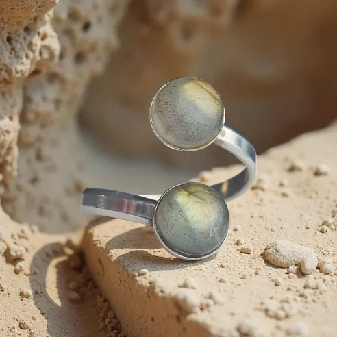 Bague Labradorite Deux Gouttes – Intuition & Protection