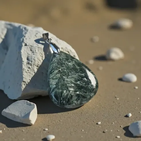 Pendentif Séraphinite Auralis – Angélique de Guérison & Paix