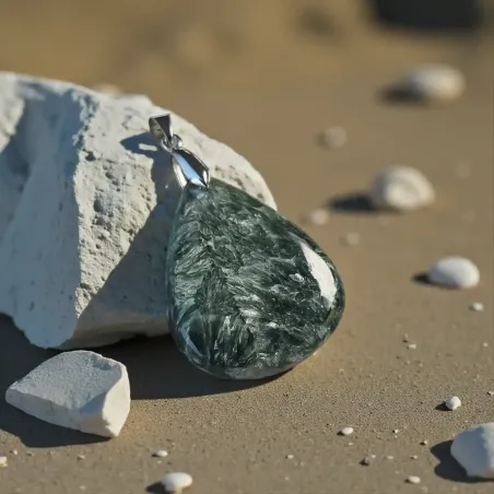 Pendentif Séraphinite Auralis – Angélique de Guérison & Paix