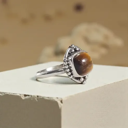 Bague Maelle Oeil de Tigre – Ancrage & Protection Énergétique