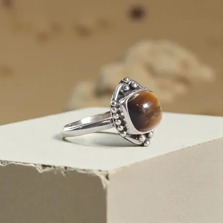 Bague Maelle Oeil de Tigre – Ancrage & Protection Énergétique