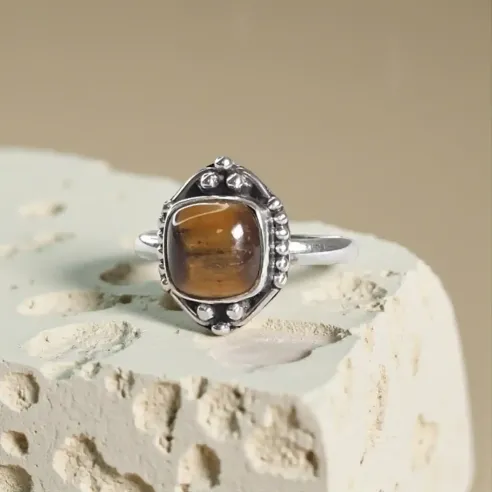 Bague Maelle Oeil de Tigre – Ancrage & Protection Énergétique